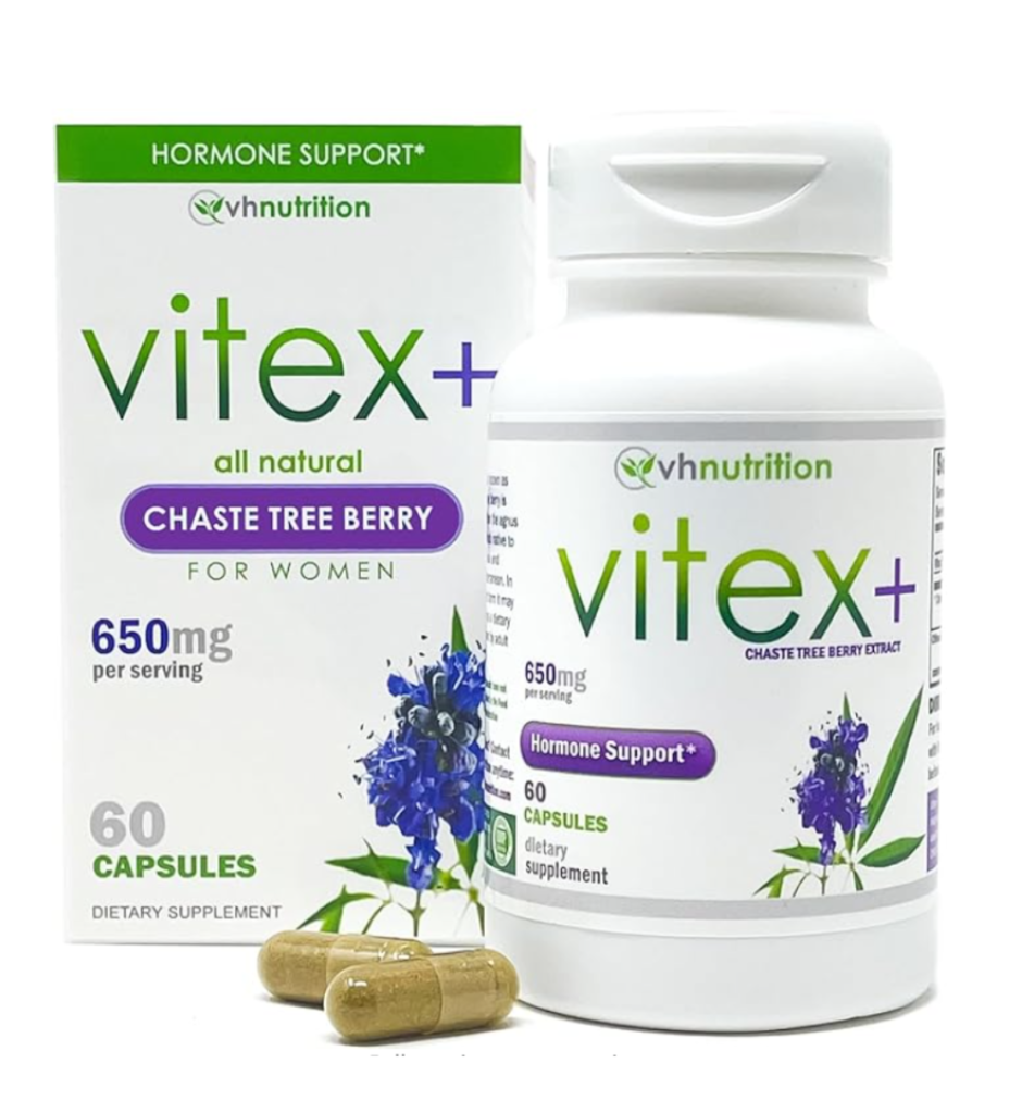 VH Nutrition VITEX+ | Vitex Chasteberry Supplement for Women | Hormonal Balance* and Fertility Support* | 650mg Per Serving of Vitex Berry Extract Powder | 60 Capsules