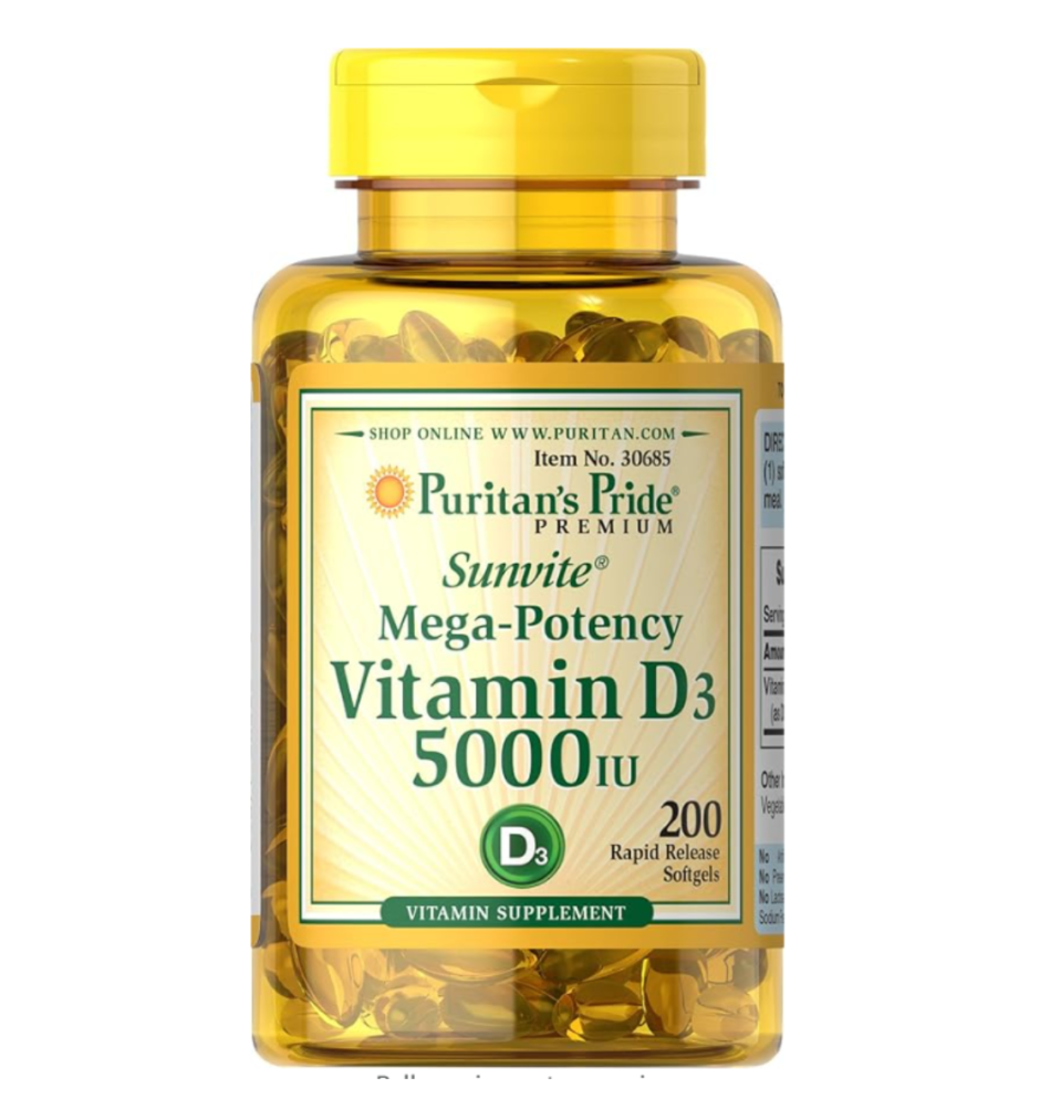 Puritan's Pride Vitamin D3 5,000 IU Bolsters Immunity for Immune System Support and Healthy Bones and Teeth Softgels, Packaging May Vary, Unflavored, 200 Count