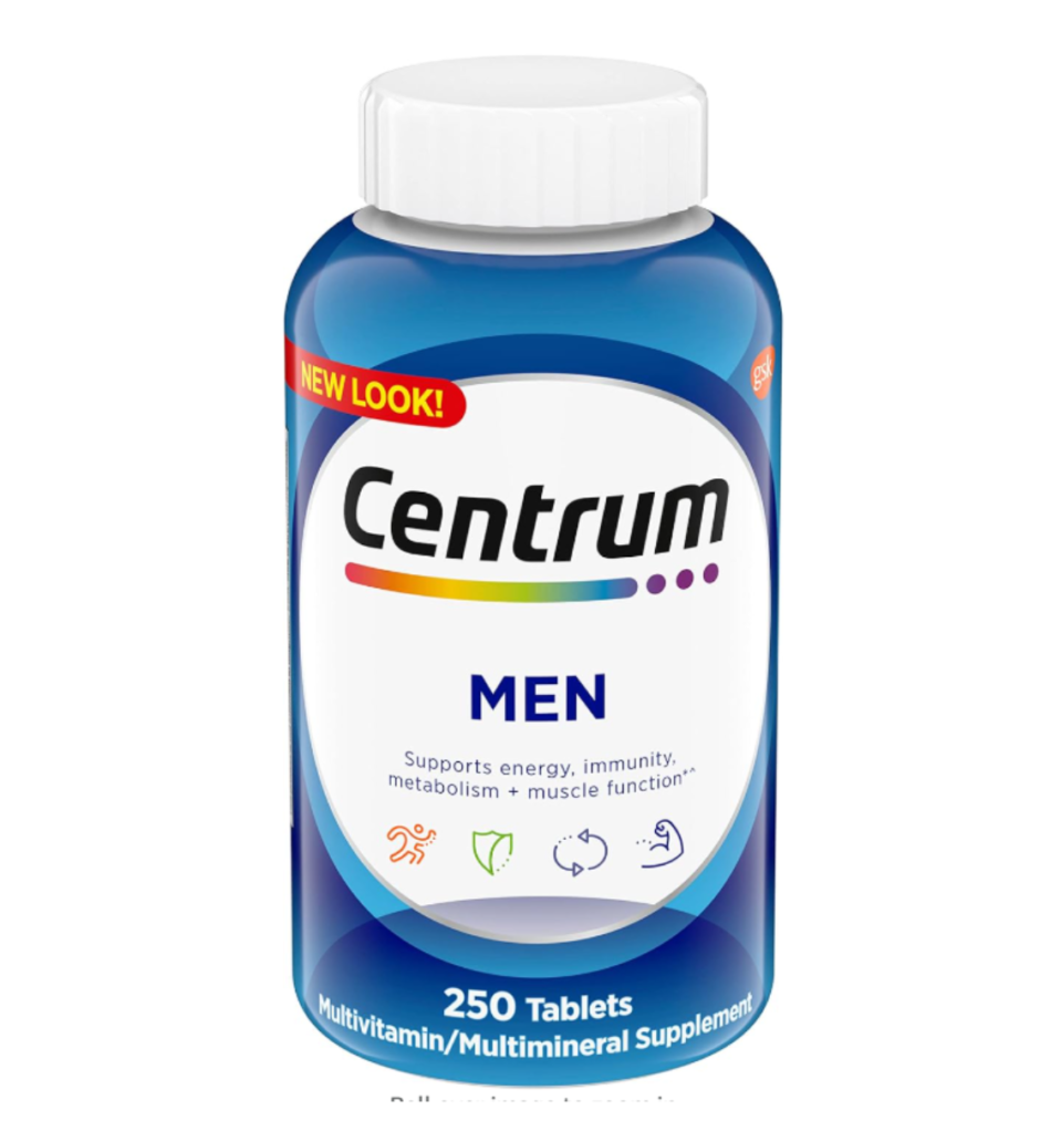 Centrum Multivitamin for Men, Multivitamin/Multimineral Supplement with Vitamin D3, B Vitamins and Antioxidants, Gluten Free, Non-GMO Ingredients - 250 Count