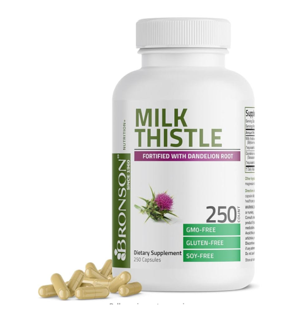 Bronson Milk Thistle Silymarin Marianum & Dandelion Root Liver Health Support, Antioxidant Support, Detox, 250 Capsules