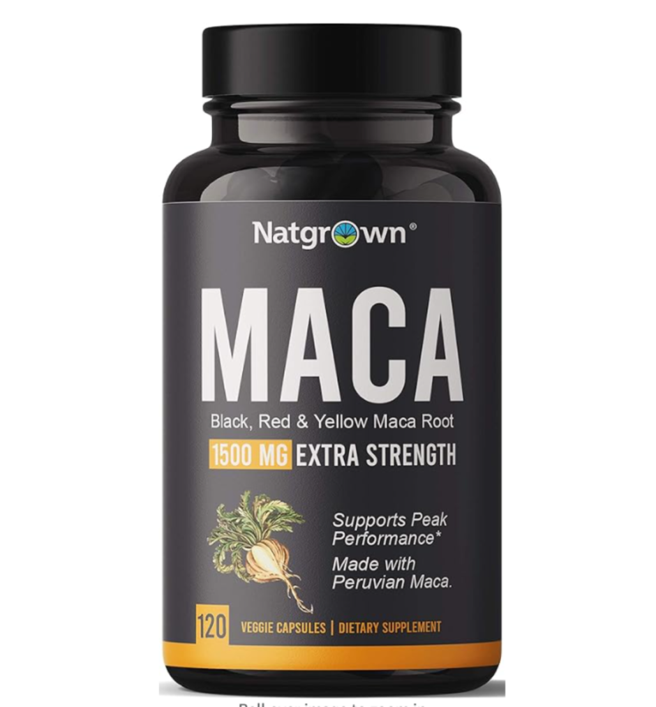 Natgrown Organic Maca Root Powder Capsules 1500 mg with Black + Red + Yellow Peruvian Maca Root Extract Supplement for Men and Women - Vegan Pills