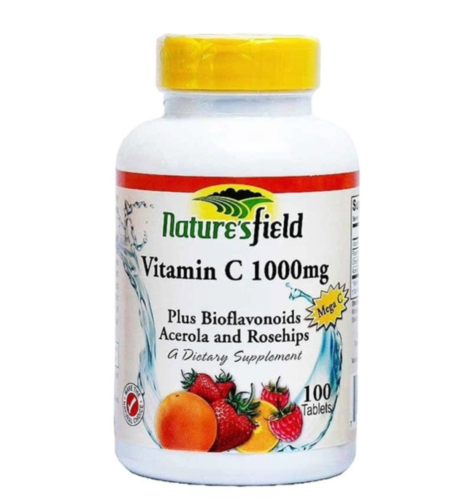 Nature's Field Vitamin C 1000mg with Bioflavonoids | 250 Caplets | with Rose HIPS | Vegetarian, Non-GMO, Gluten Free