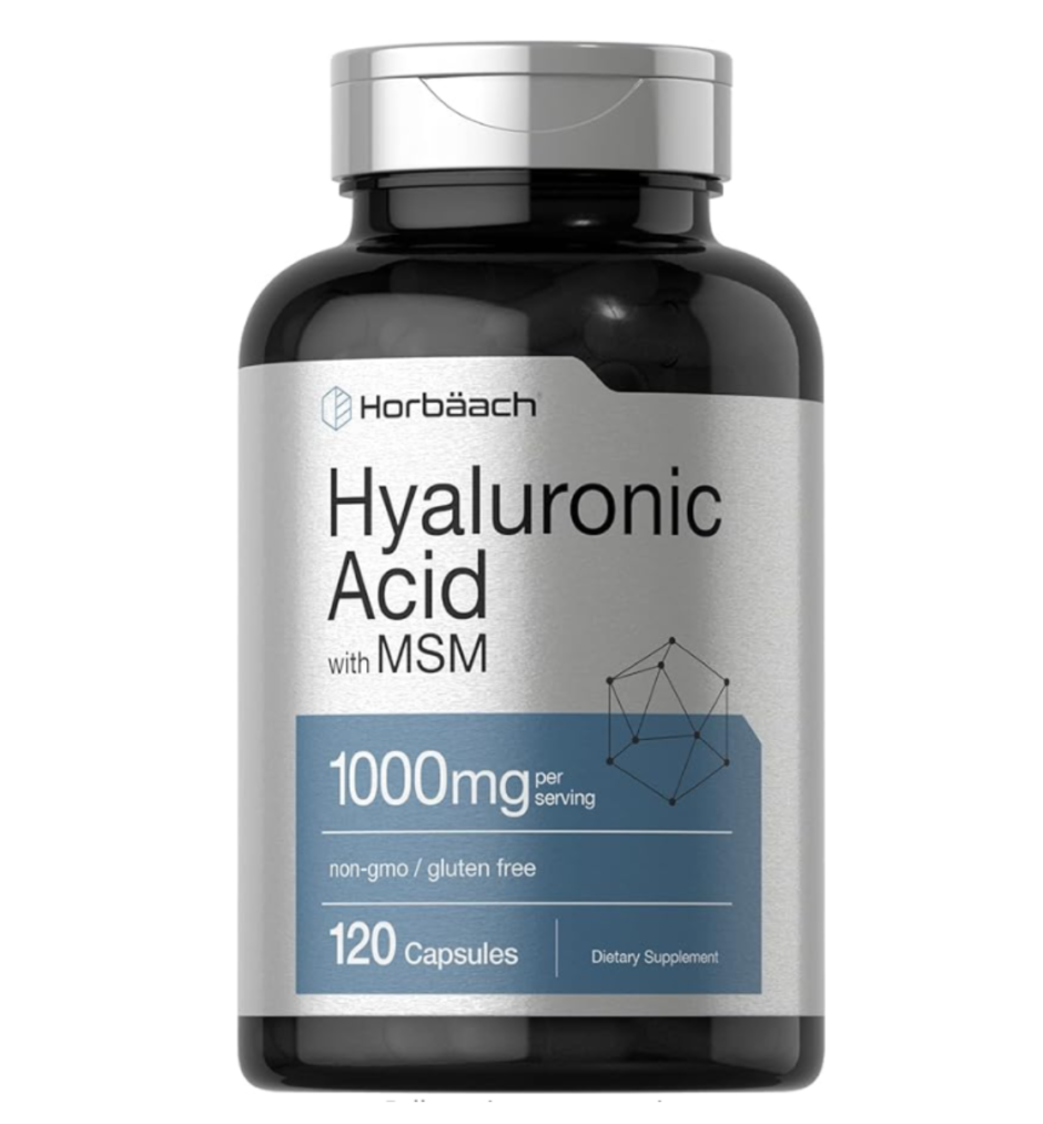 Horbäach Hyaluronic Acid with MSM | 1000 mg | 120 Capsules | Non-GMO and Gluten Free Supplement | Bioavailable Formula