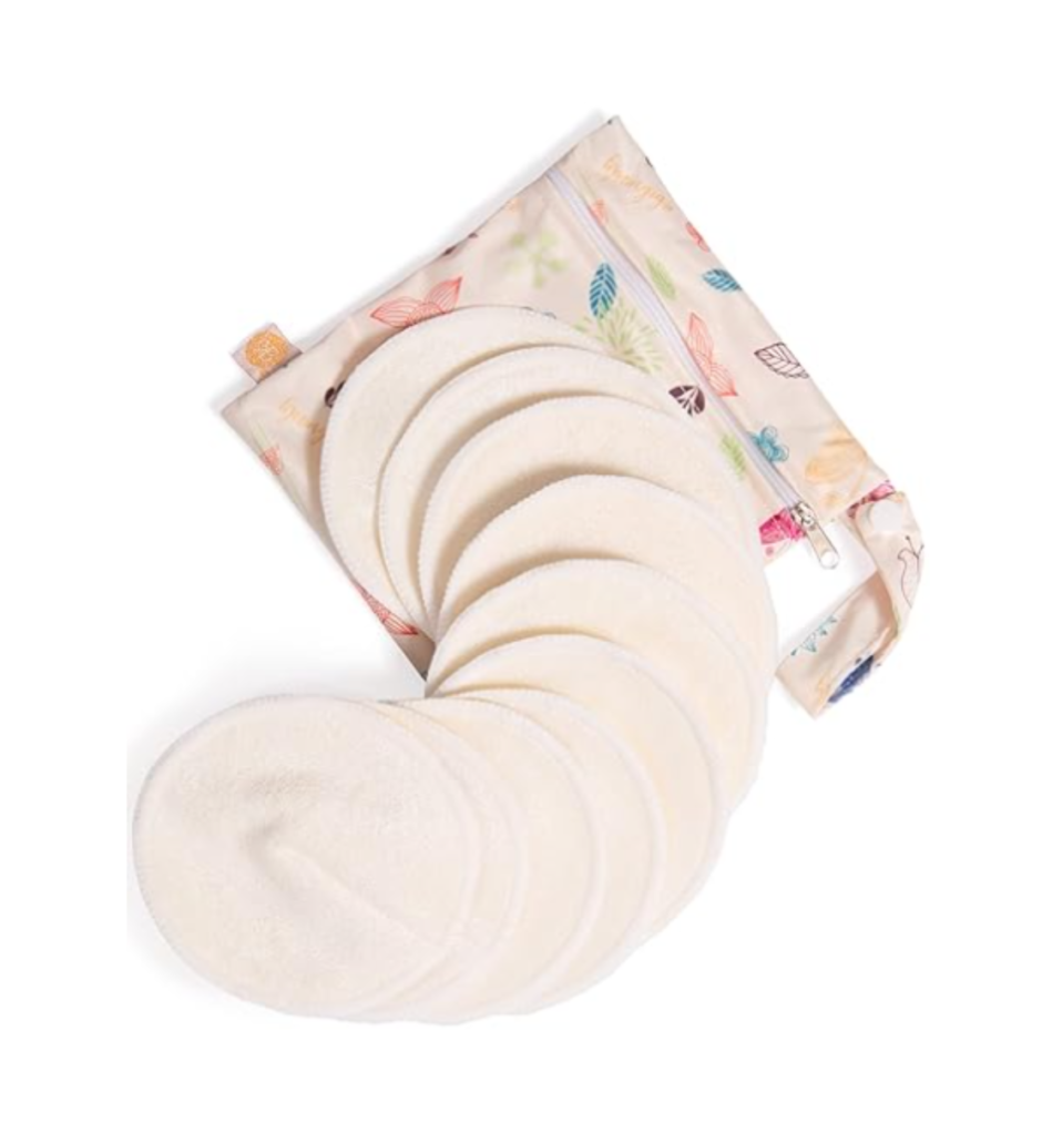 Kindred Bravely Organic Reusable Nursing Pads 10 Pack | Washable Breast Pads for Breastfeeding, Leaking with Carry Bag