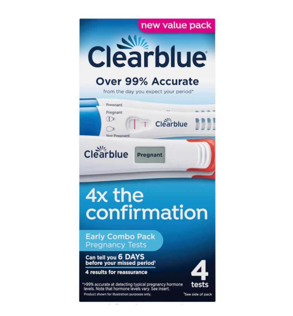 Clearblue Early Pregnancy Test Kit, at-Home Pregnancy Test Kit for Women, hCG Hormone Pregnancy Tests with Easy-to-Read Results, 4 Tests